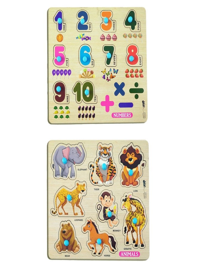 HIGHROOF® Kids Fort Pre Nursery Educational Jigsaw Puzzles for Adults Kids Learning Toys Kit Board Game 2 pcs Set of Numbers & Animal Educational Toy - Image 1